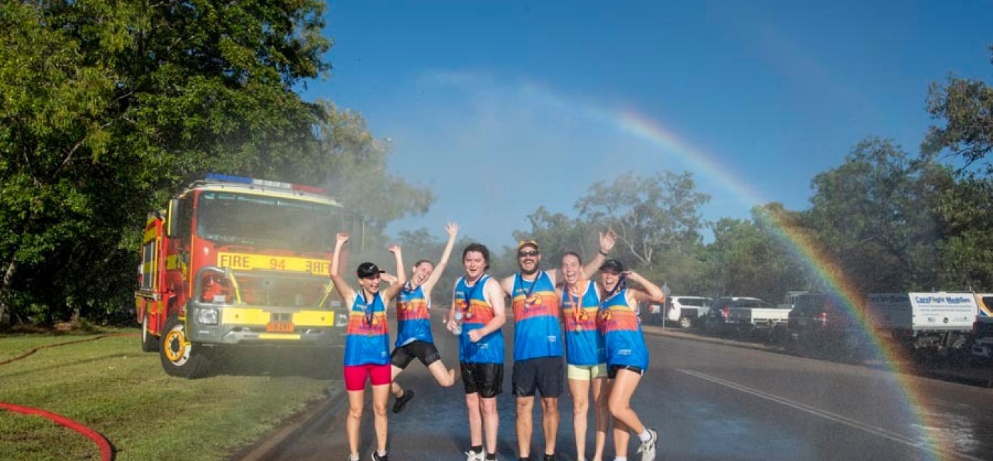 Kakadu Triathlon participants at the finish line. Photo credit Peter Keepence