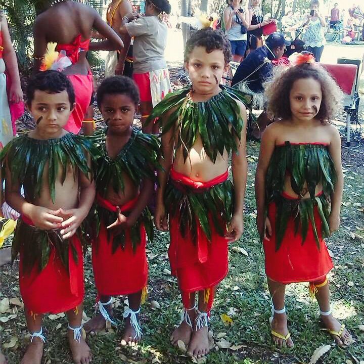 Damien Tadic, Ezra Kulu, Alec Tadic and Anica Tadic at the PNG Independence Day celebrations in Jabiru on Saturday 13 September.