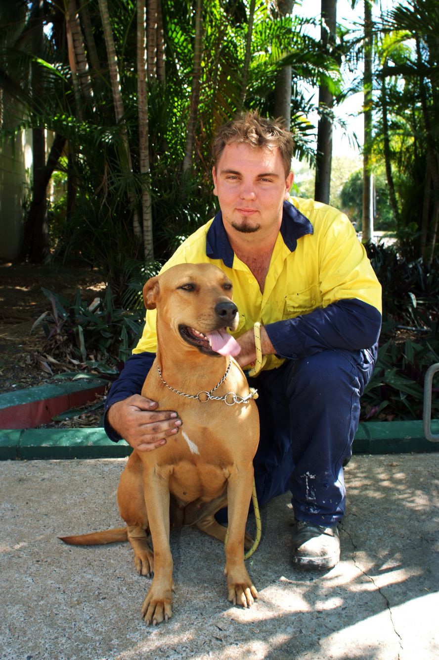 One of the council's dog handling trainees, Dallas Hope, with his dog Meg.