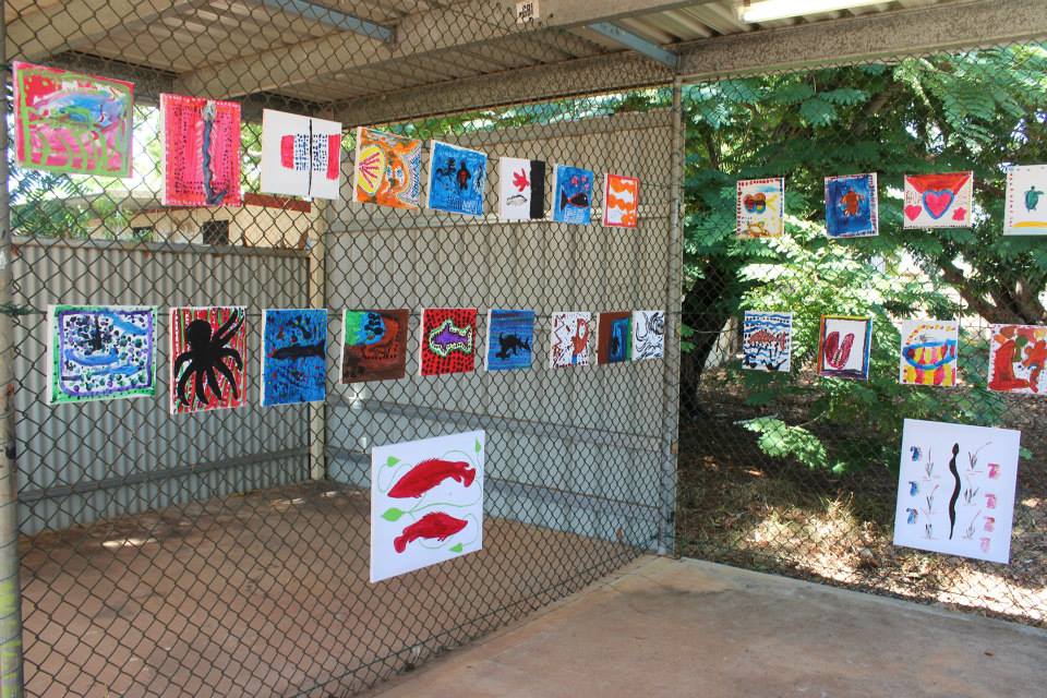 Some of the children's artworks on display.